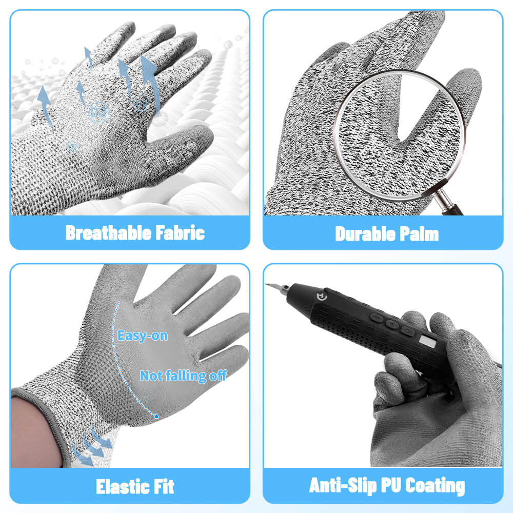 Hanboost Anti-Cut Protective Gloves for DIY, Gardening, Woodworking Glass Cutting