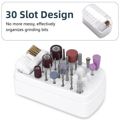 30 Holes Grinding Head Bit Organizer With Cleaning Brush